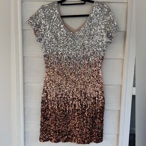 Women’s sequin, short, ombre, v-neck, party dress